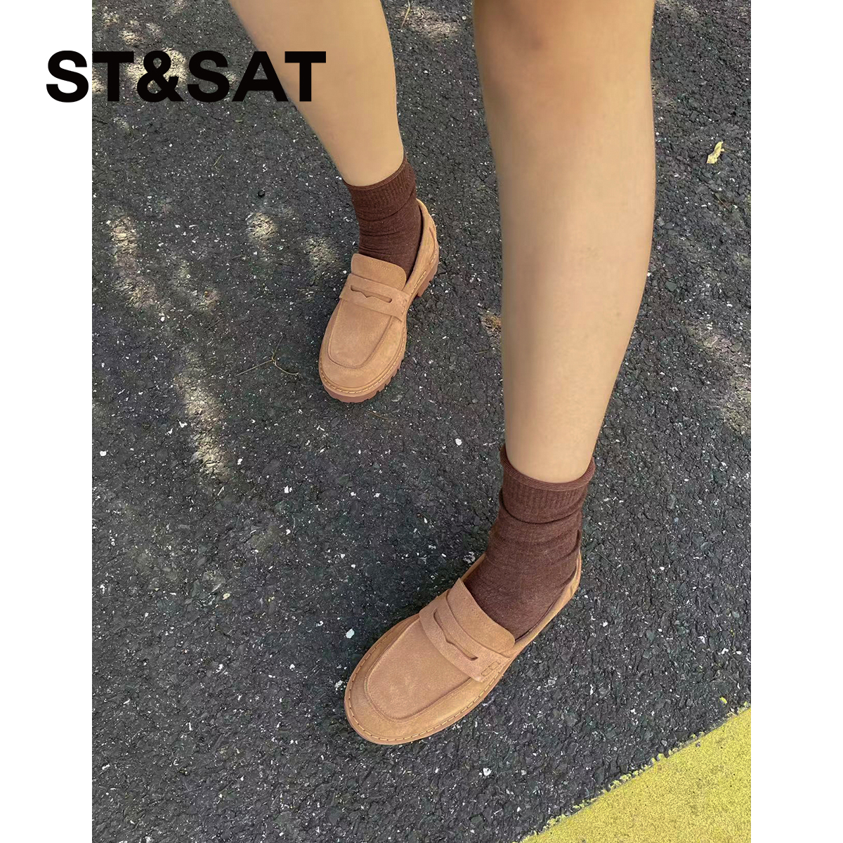 【简致系列】星期六2025爆款绒里乐福软底舒适百搭一脚蹬上班小皮鞋