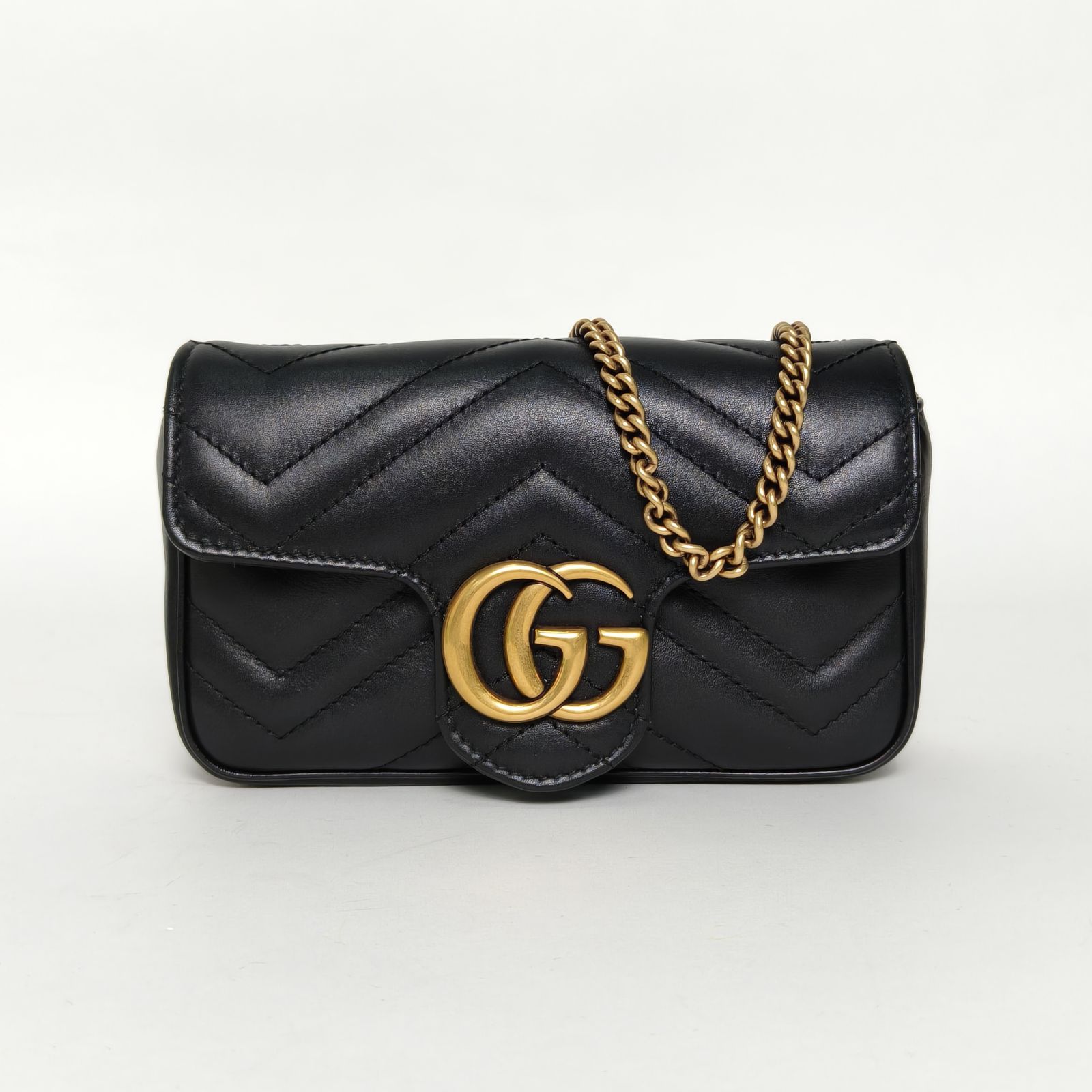 99新 GUCCI/古驰 【娇】肩背包16.5 黑色 皮革C 金扣 926787