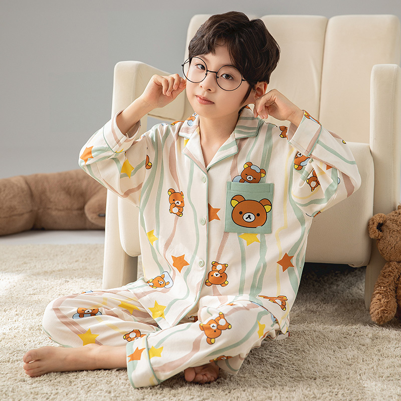 儿童睡衣春秋季纯棉吸汗卡通青少年长袖宝宝帅气中大童家居服套装