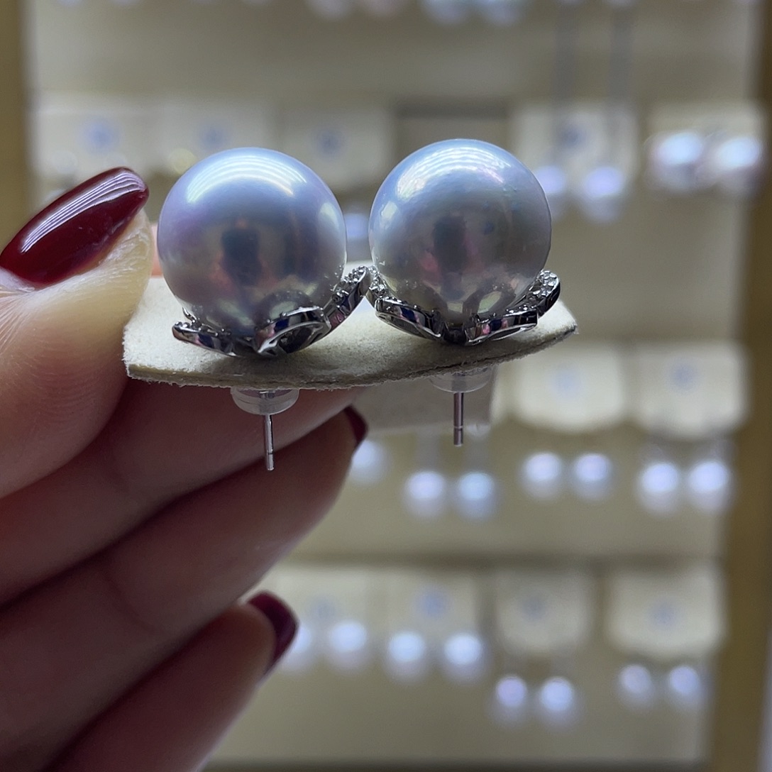 淡水珍珠耳饰银S925镶嵌