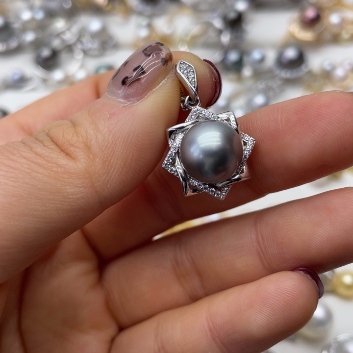 海水珍珠吊坠(不含链)银S925镶嵌