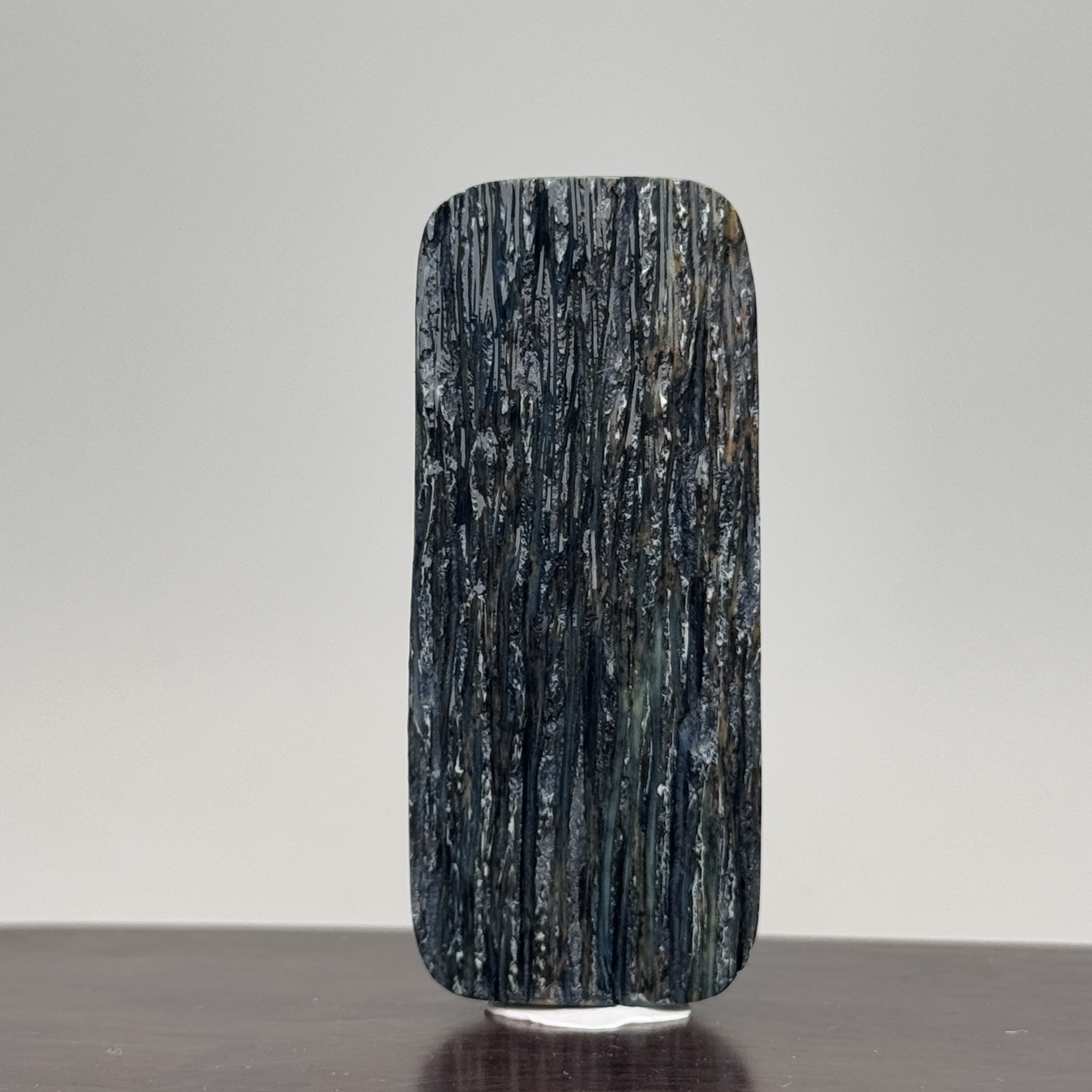 DEZHI/德志64*26*15mm36.2g蓝皮树皮纹无事牌猛犸牙K479打孔绑绳