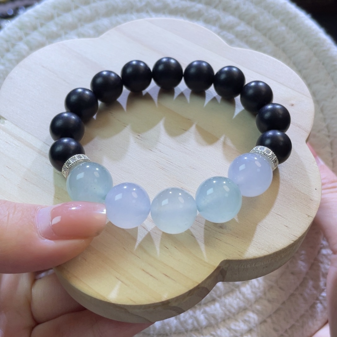 翡翠散珠天然缅a马卡龙半串卡12+