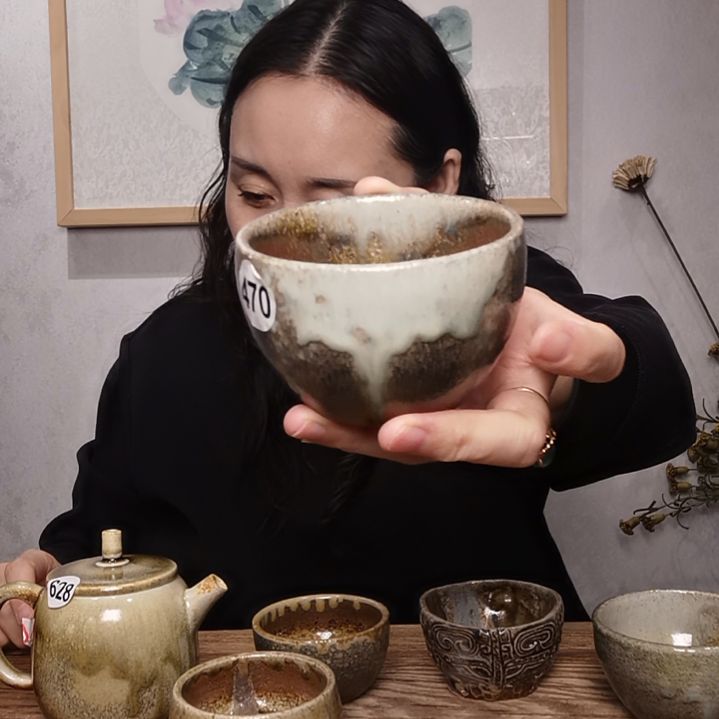 粗砂云南建水紫陶无釉裸烧杯