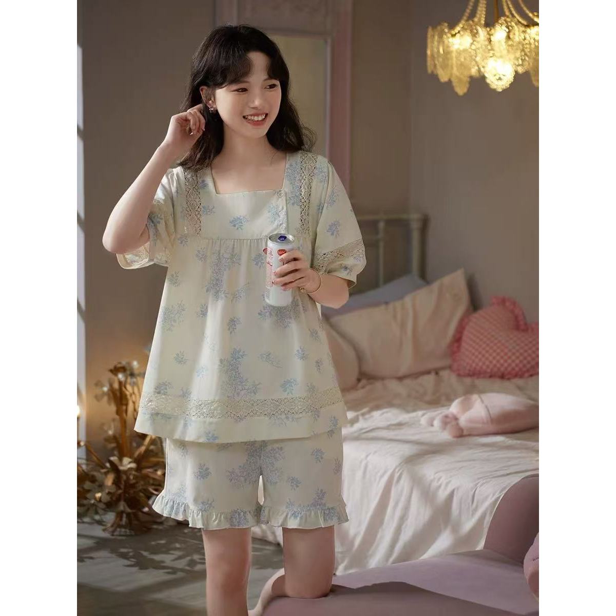 2025新款睡衣夏天女款休闲新中式国风短袖短裤夏季可外穿家居服