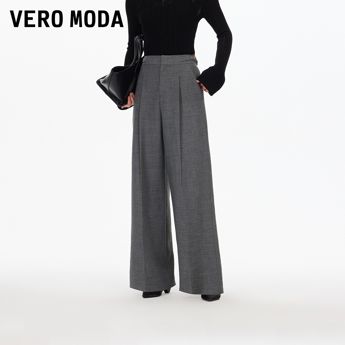 Vero Moda休闲裤女2025秋新款可调扣袢直筒裤显高显瘦百搭松弛感