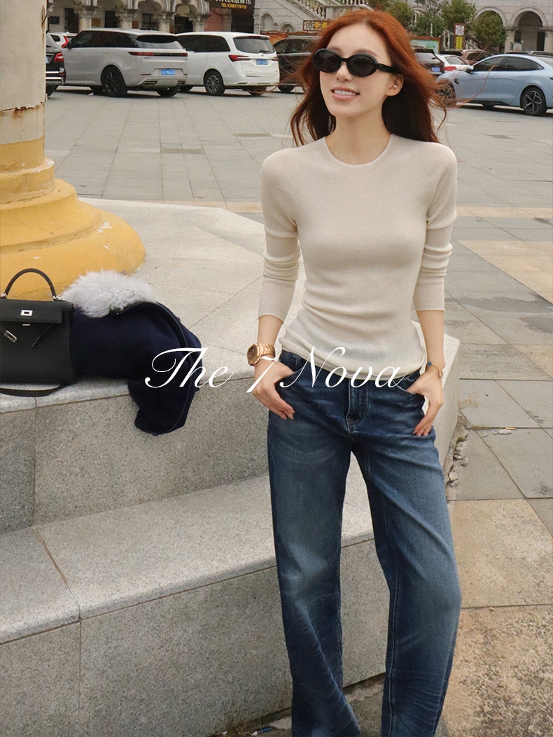 THE 7 NOVA『伦敦清晨』绵羊毛混纺圆领无缝一体针织打底衫SGA3238