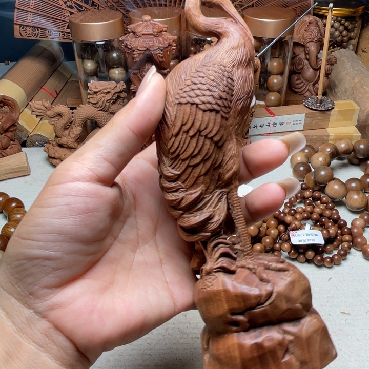 檀香木把件檀香仙鹤