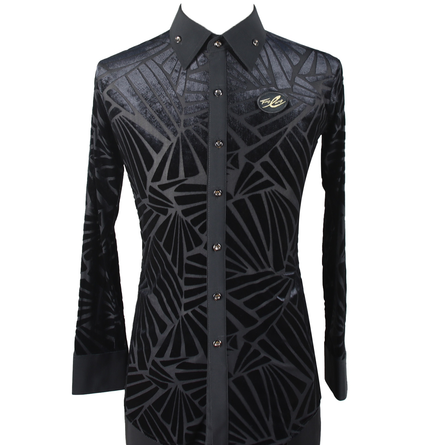 汤朗牌摩登舞长条亮绒衬衣练习服国标舞长袖交谊舞表演服