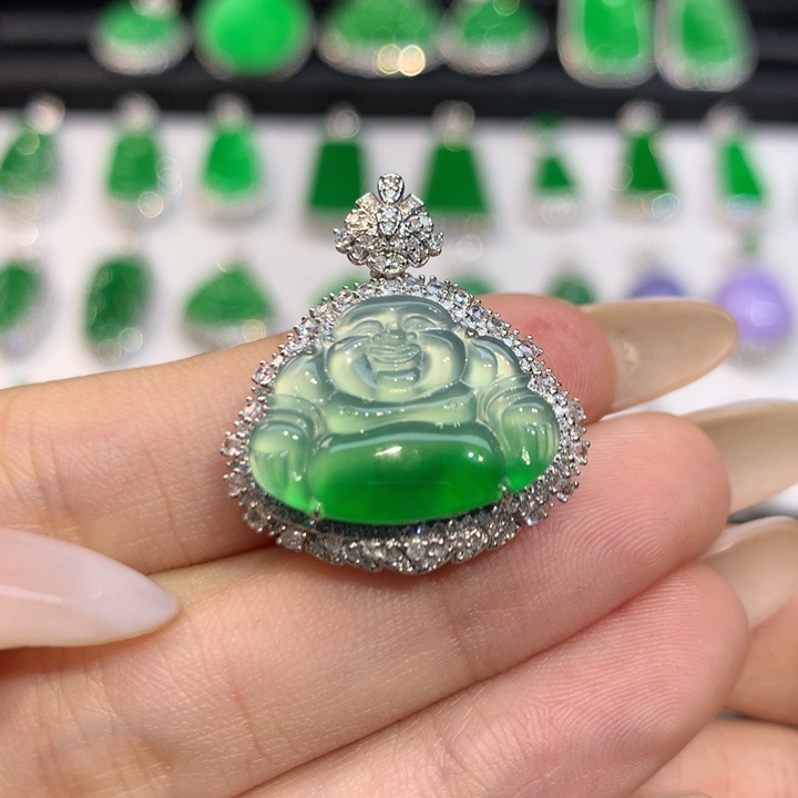 翡翠18K金镶嵌吊坠(不含链)