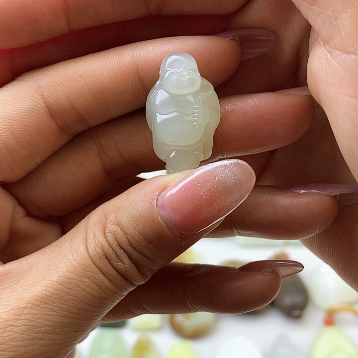 和田玉未镶嵌颈饰青海料开口笑佛公精美吊坠