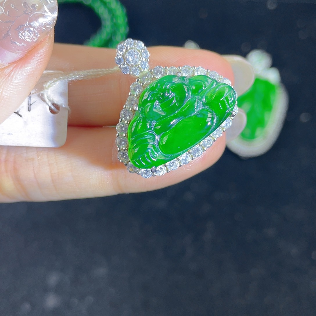 翡翠吊坠(不含链)银S925镶嵌