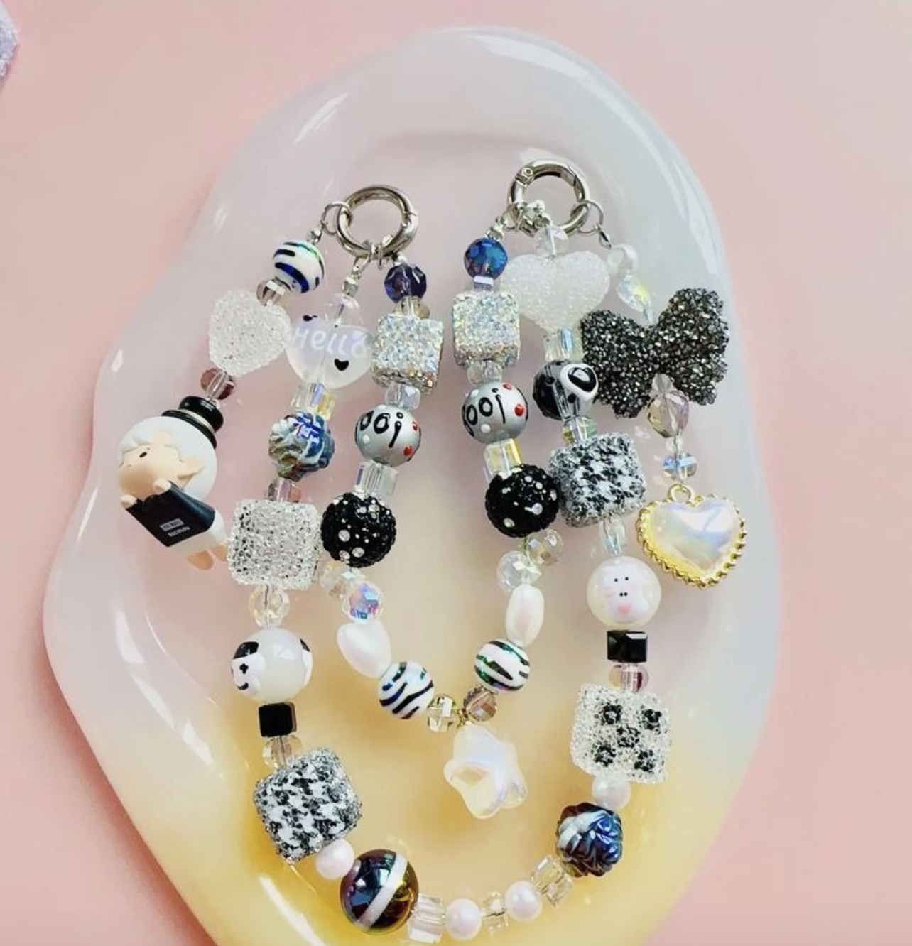 福福锅链条可爱串珠挂链，默认微瑕，介意勿拍挂绳手机链挂件珍珠