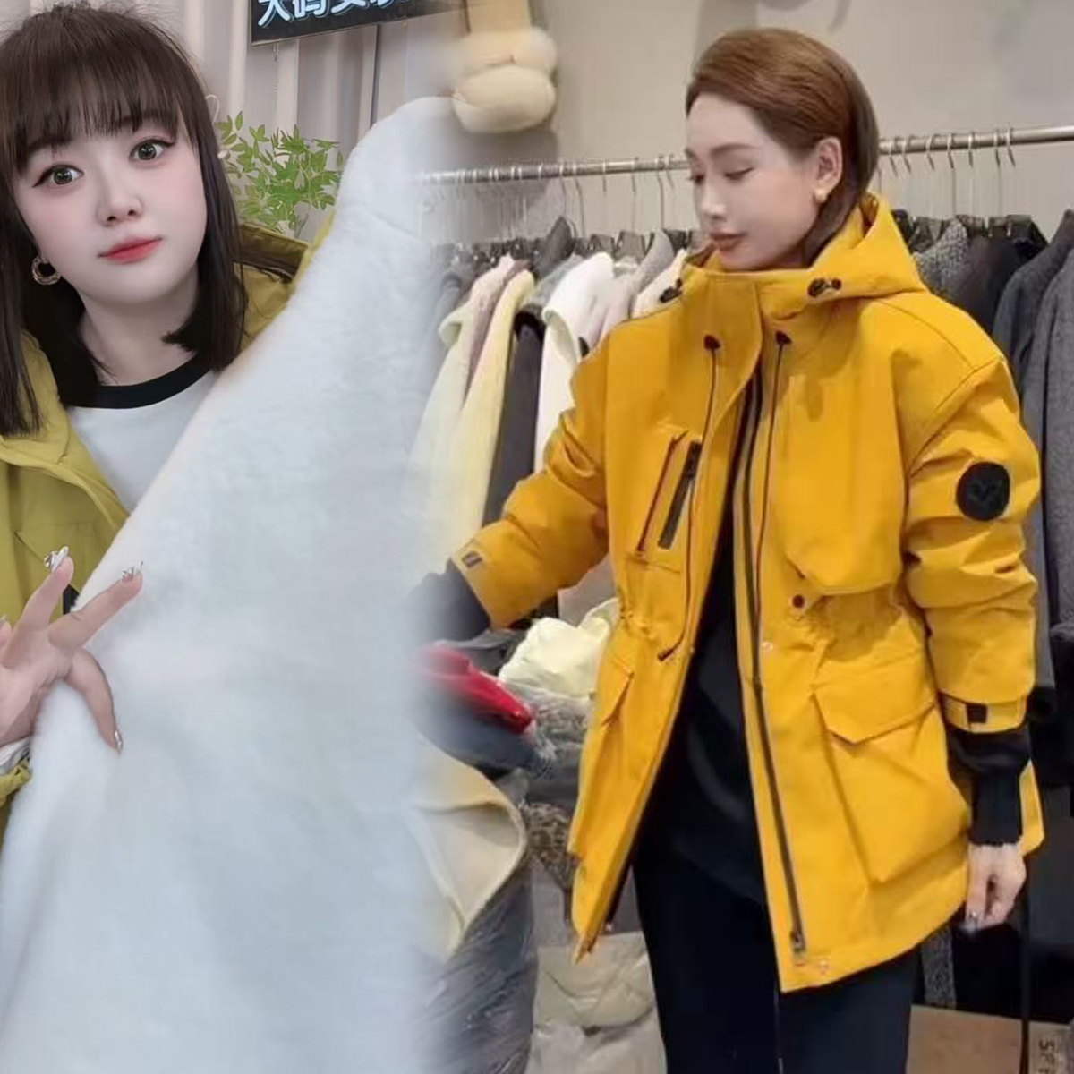 大码女装冬装新款加绒加厚派克服外套中长款连帽冲锋衣显瘦收腰