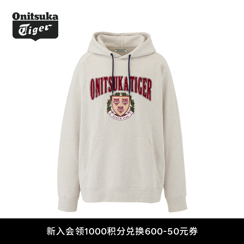 Onitsuka Tiger鬼塚虎官方男女款冬季长袖舒适休闲连帽卫衣