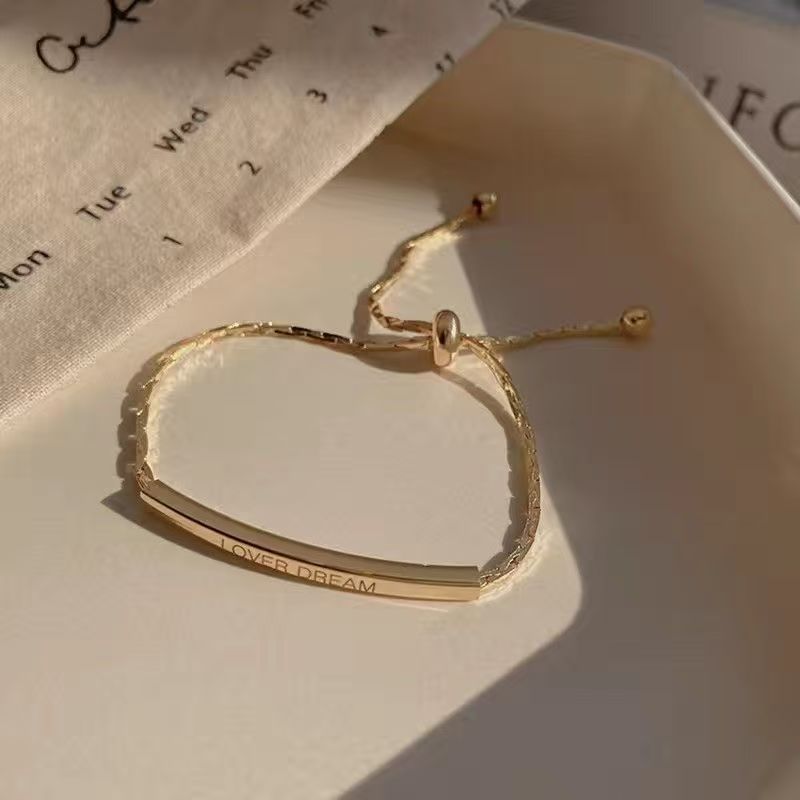 钛钢手链 小众设计感手链ins简约可调节手镯时尚精致闺蜜手饰女b