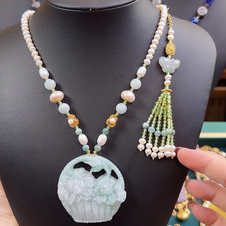 翡翠项链银S925镶嵌项链