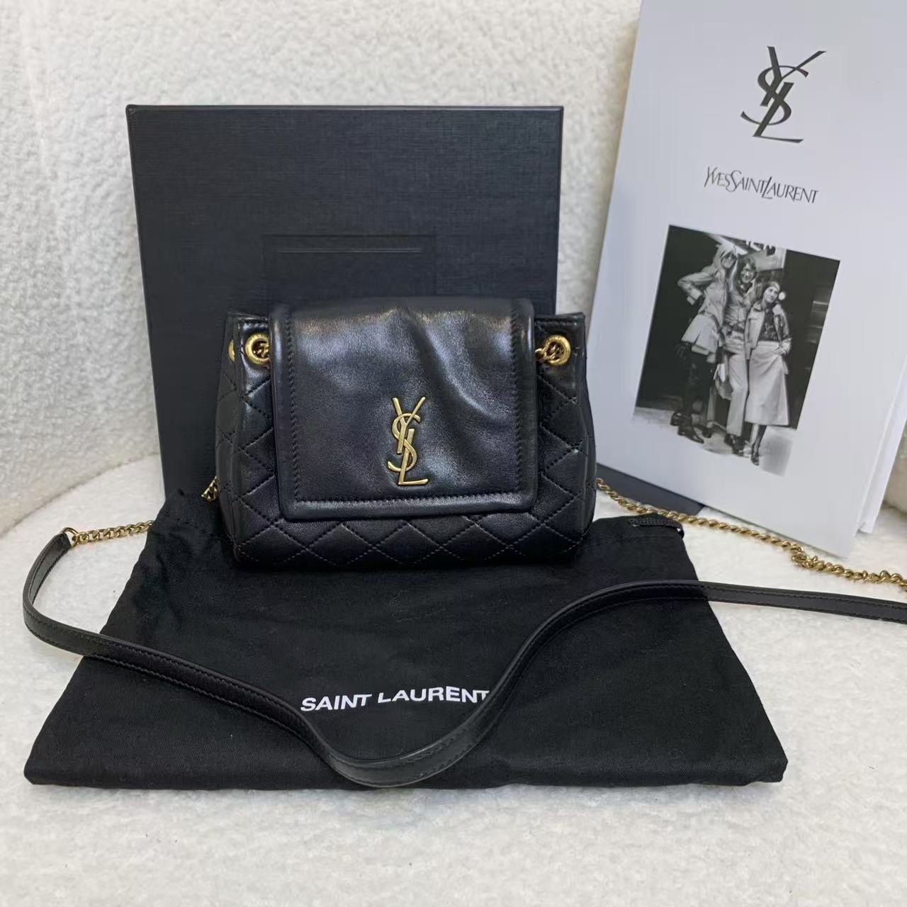 99新 YSL/圣罗兰 壹臻/黑金nolita斜挎包/ 29170158