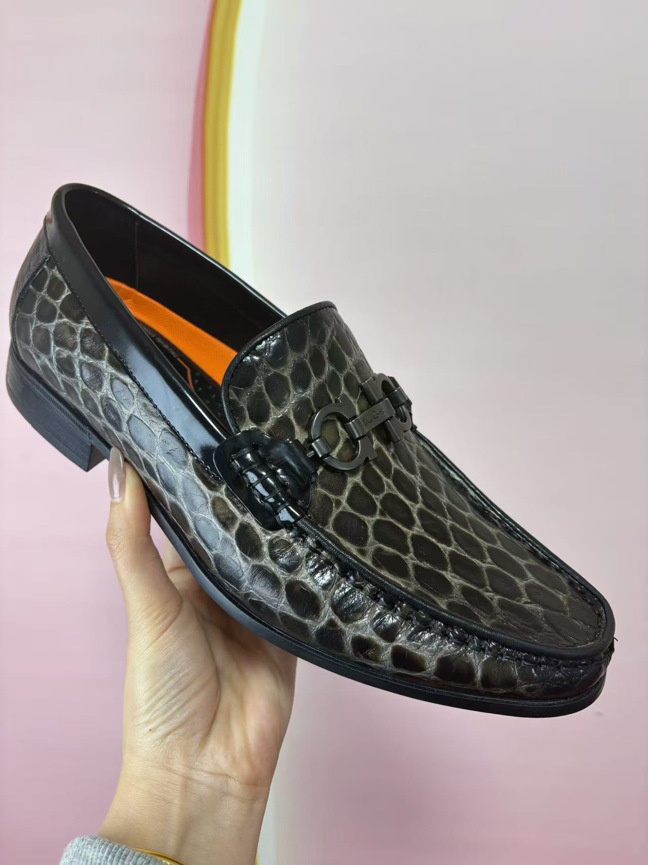 1803-63卡其商务平跟休闲简约豆豆鞋凉鞋男鞋单鞋时装休闲鞋