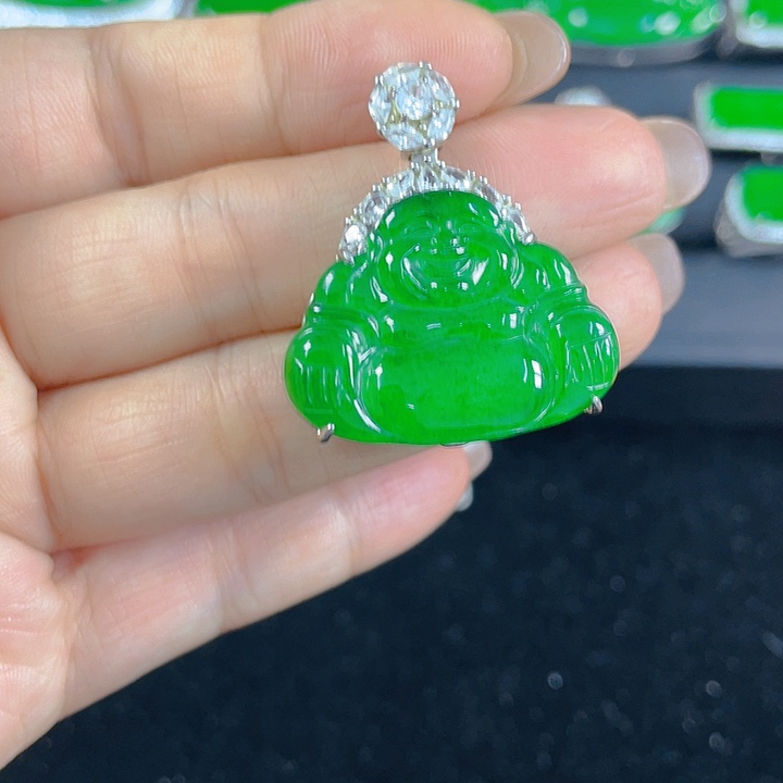 吊坠(不含链)银S925镶嵌翡翠