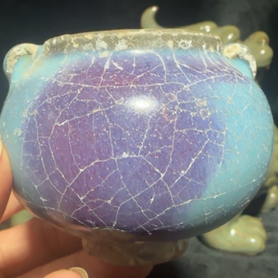 瓷器钧瓷小罐有瑕疵介意勿拍