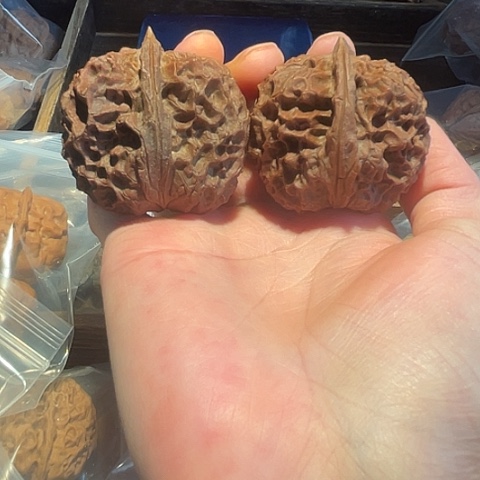 把件文玩核桃凤凰牡丹阴皮磕尖47+