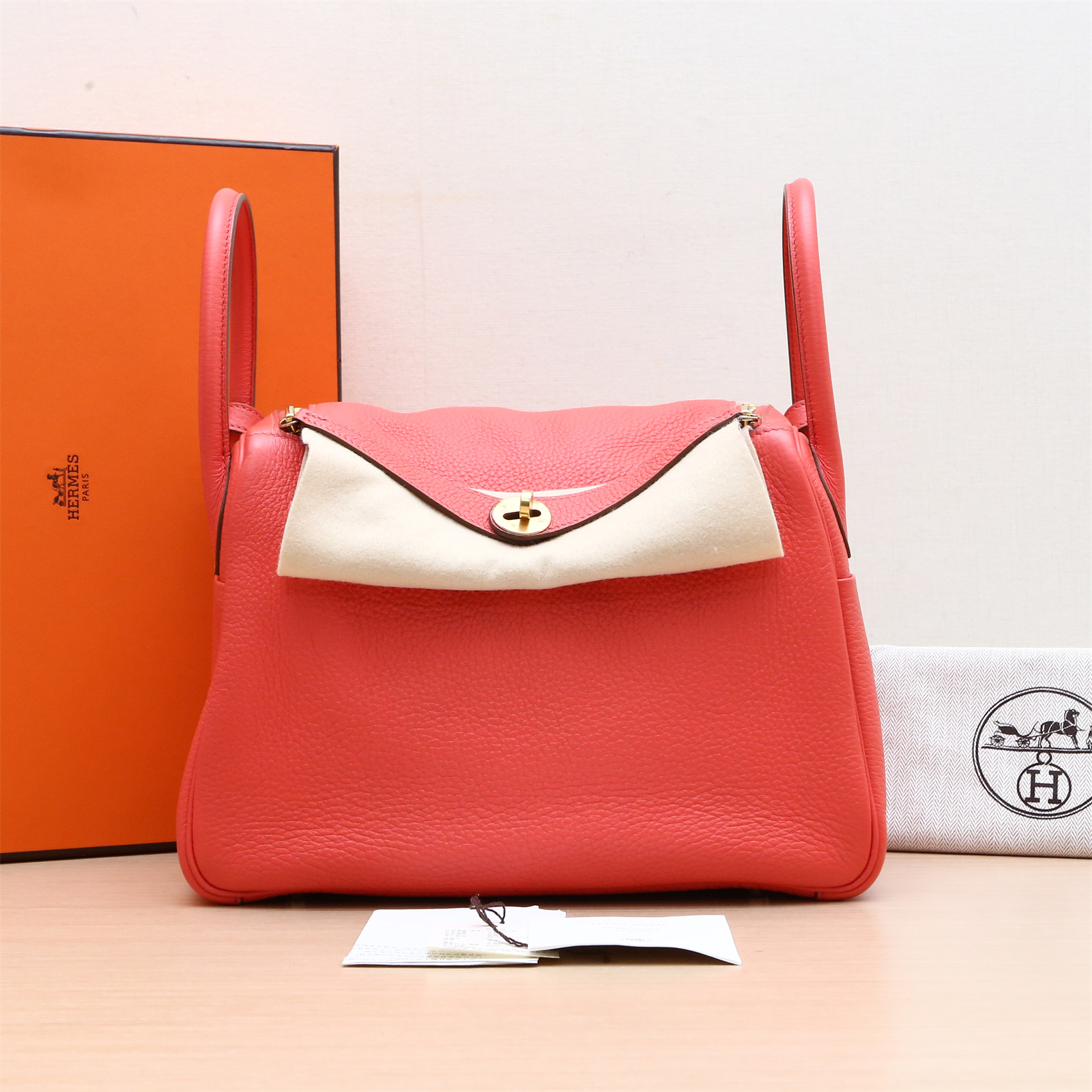 95新 Hermes/爱马仕 手提包30 2R芍药红 TC皮 框P金扣 P234757454