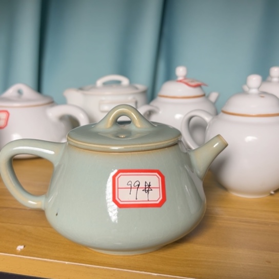 99号仿古天青石瓢壶瑕品