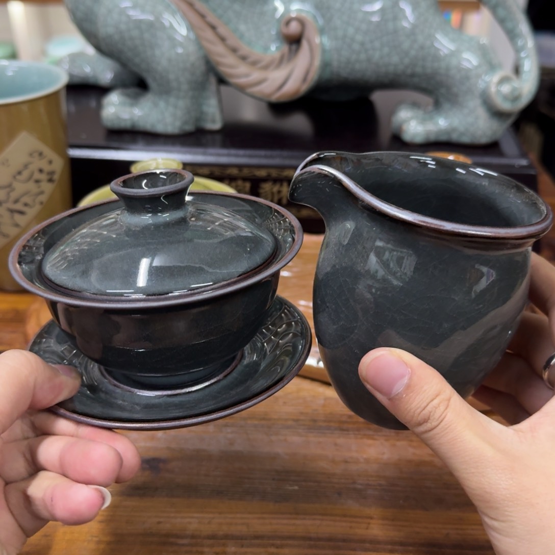 龙泉青瓷茶具微瑕8116