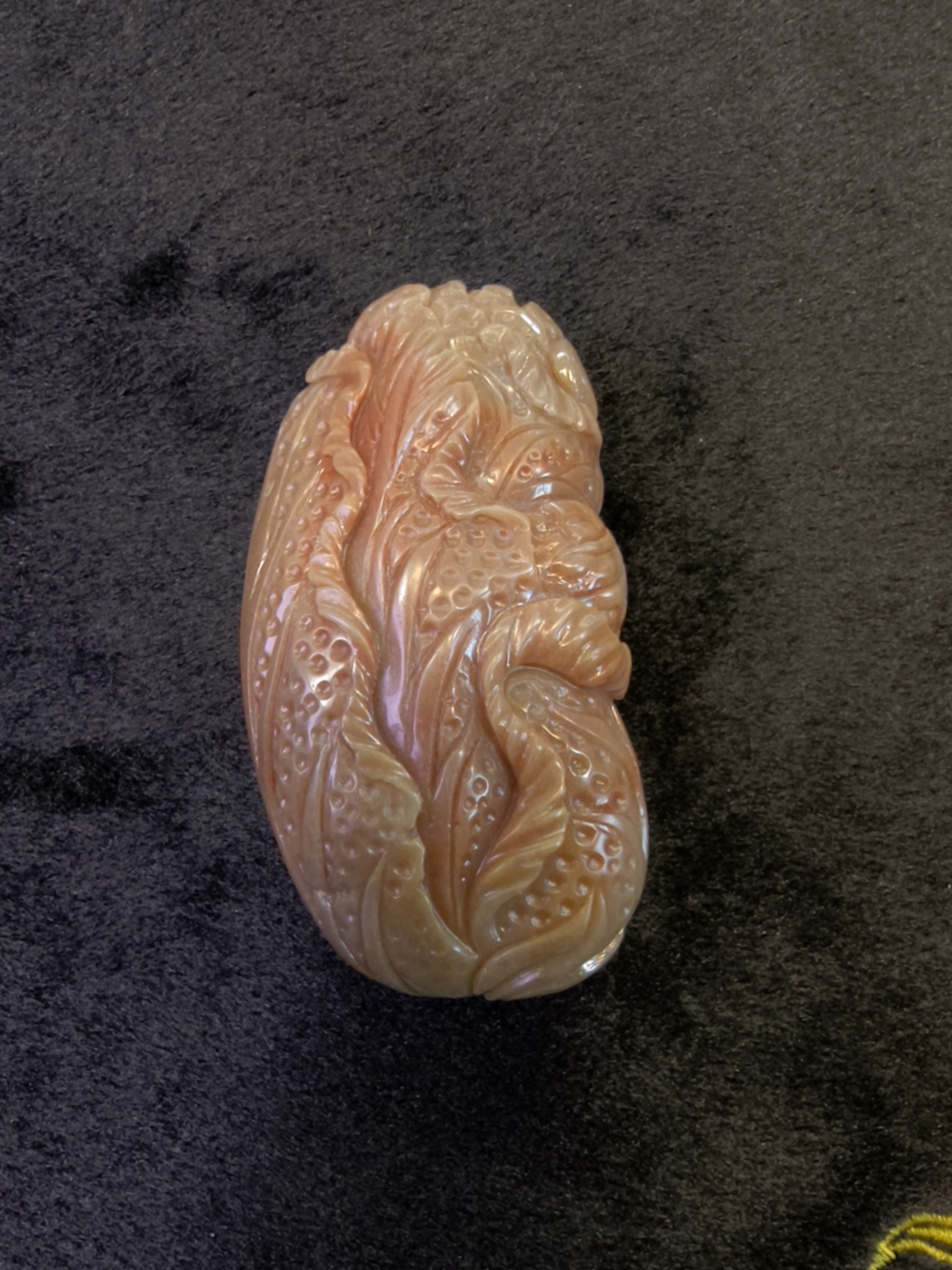 白菜 百财 手把件 手工雕刻 鄂尔多斯彩玉