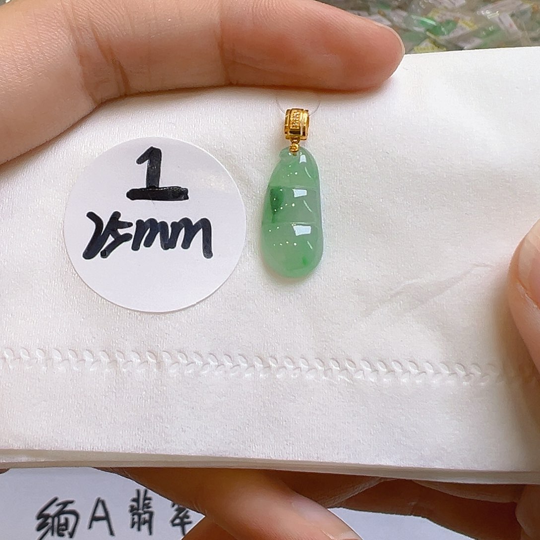 翡翠18K金镶嵌吊坠(不含链)翡翠