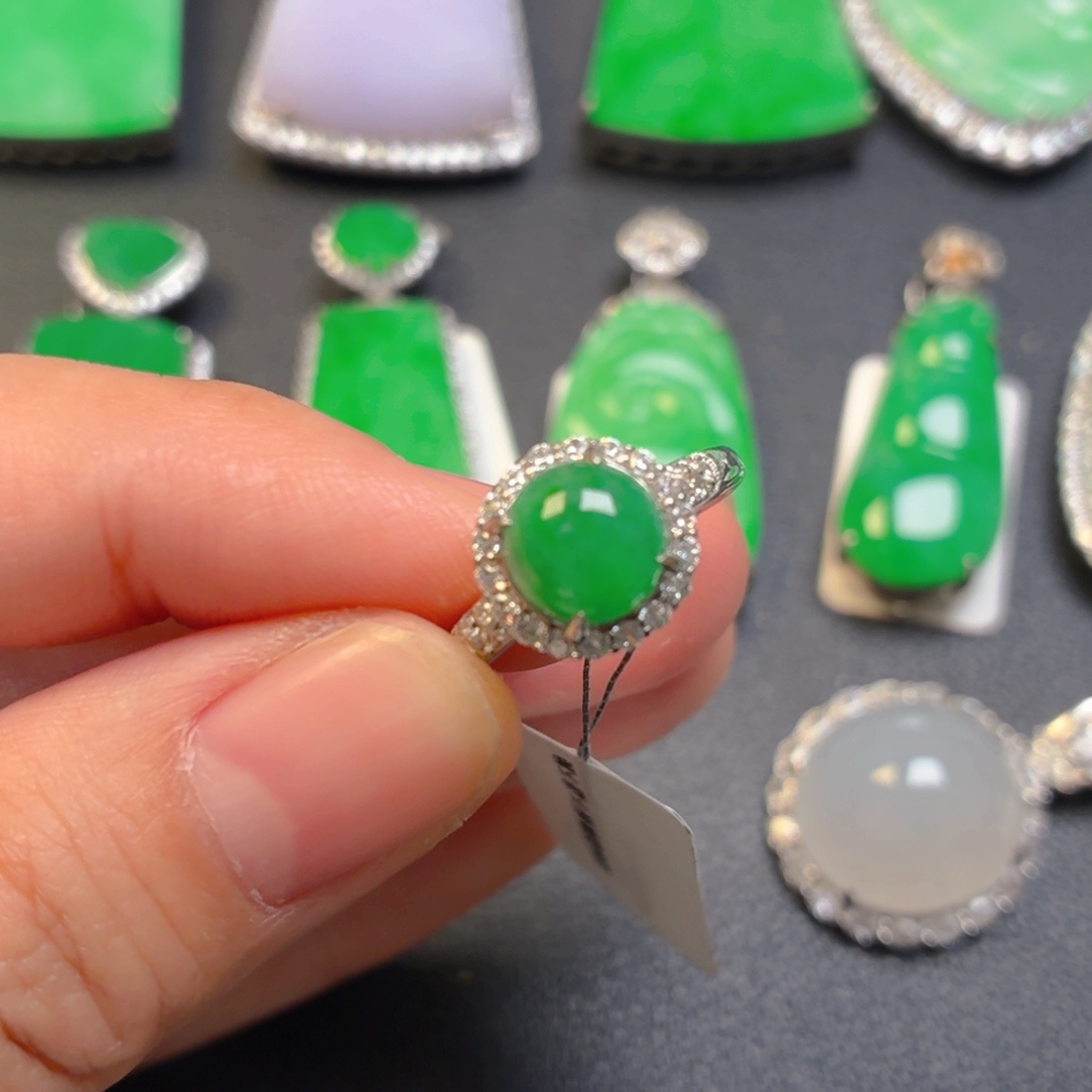 翡翠银S925镶嵌吊坠(不含链)戒指