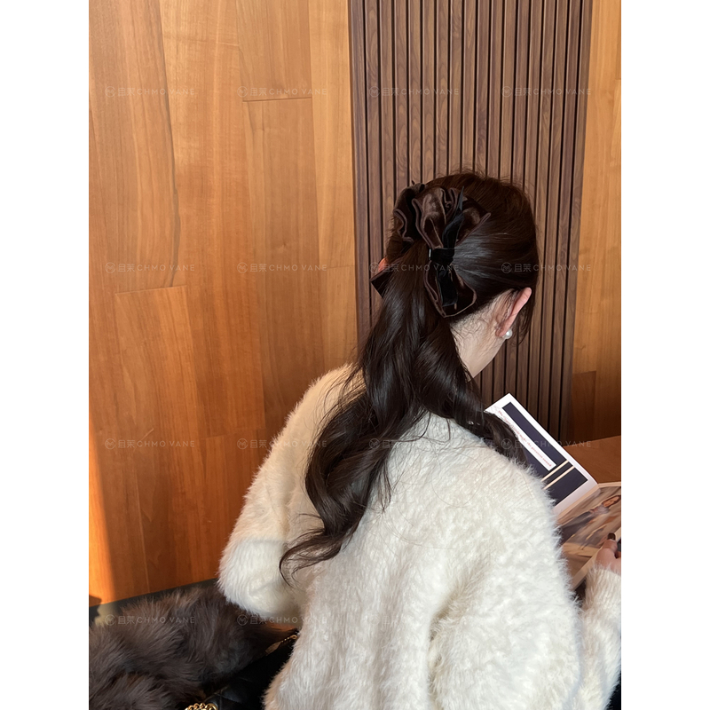 且茉～焦糖卡美罗～马尾夹发夹丝绒香蕉夹新款秋冬头饰竖夹发饰气质