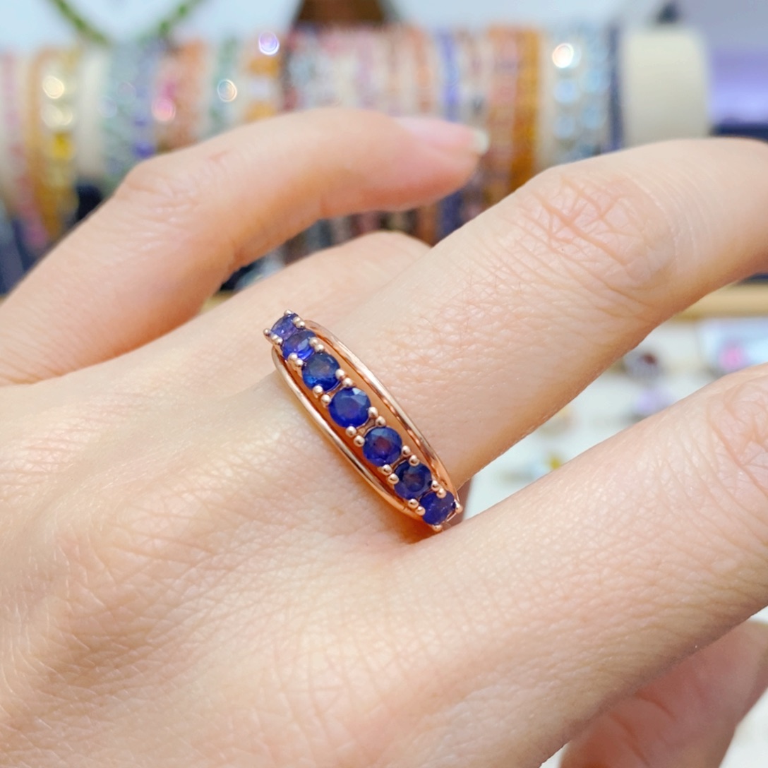 蓝宝石戒指银S925镶嵌