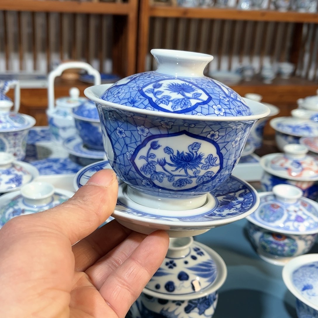 錡镇堂手工手绘绘盖碗