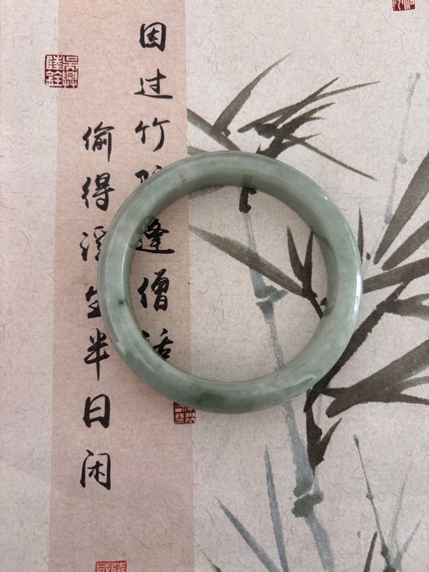 H55-五八➕果绿缅甸翡翠手镯时尚