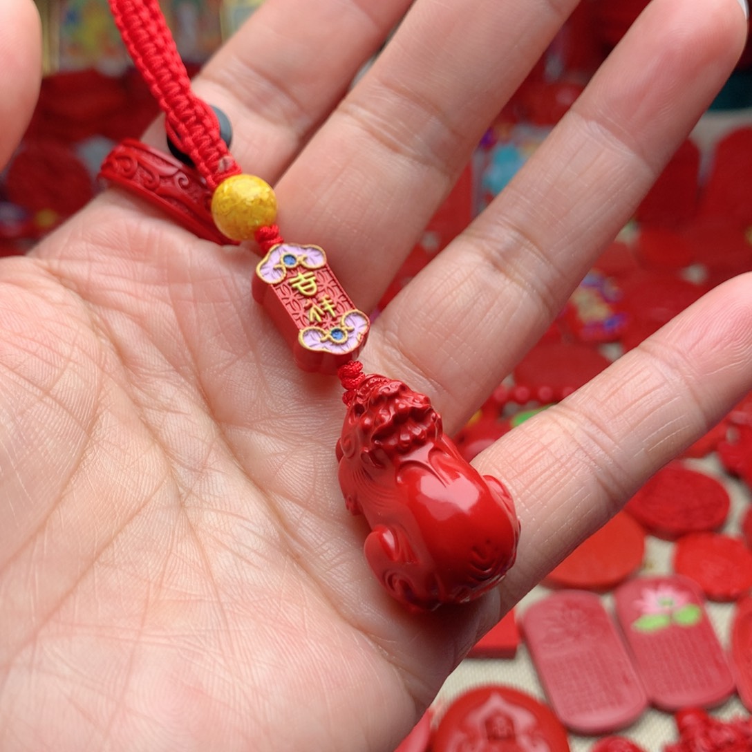 天然辰砂工艺品朱砂钥匙扣