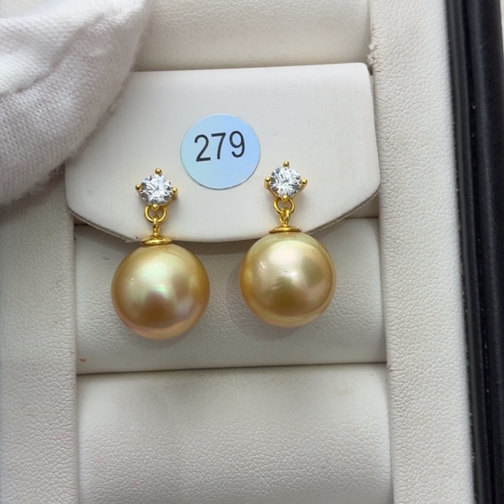 银S925镶嵌耳饰海水珍珠