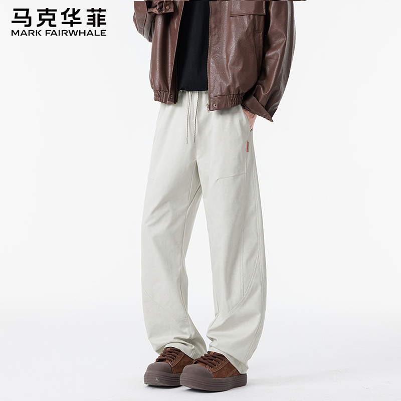 马克华菲美式高街复古宽松舒适直筒垂感通勤百搭休闲裤男士运动裤