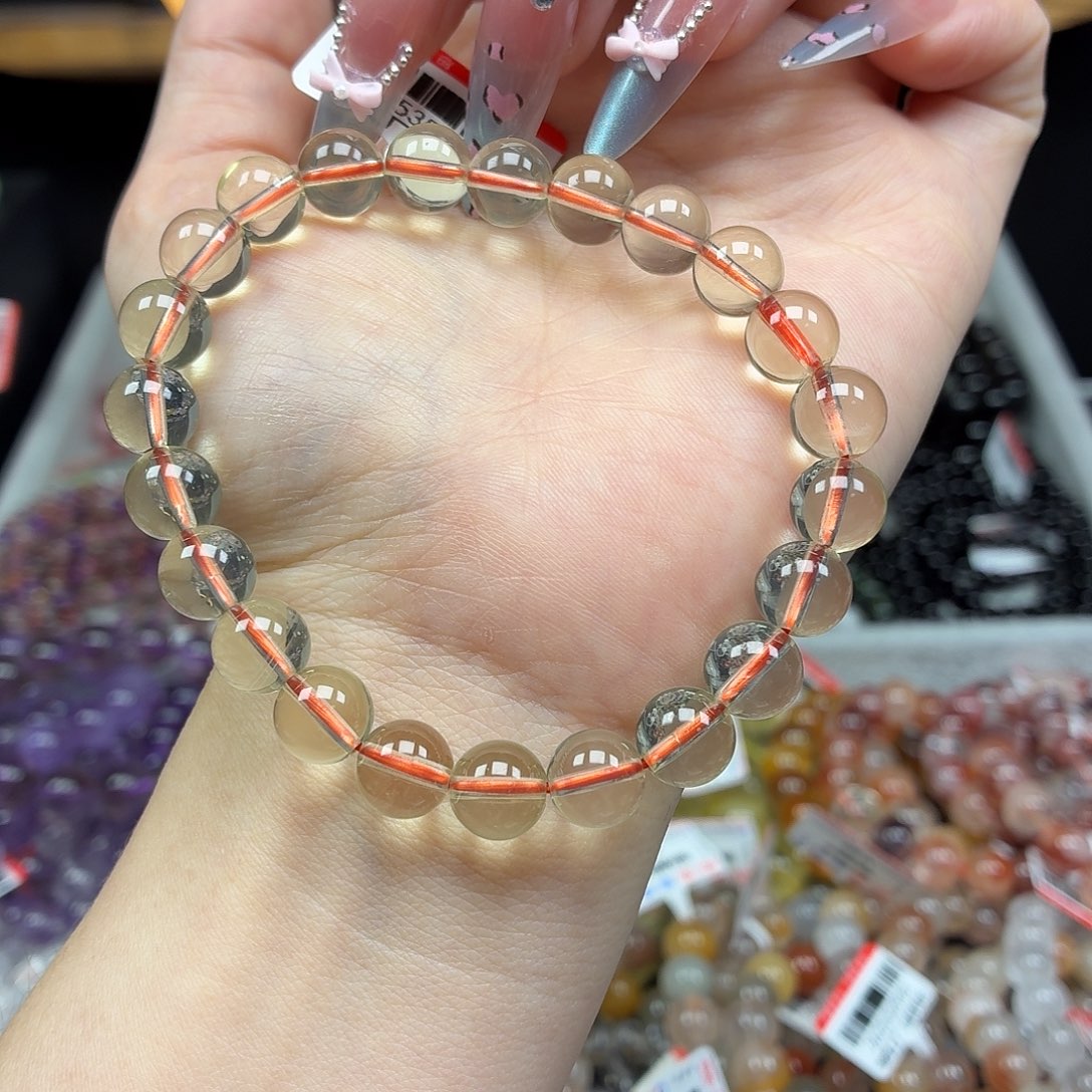 水晶手串未镶嵌卡9高冰透巴西黄水晶45