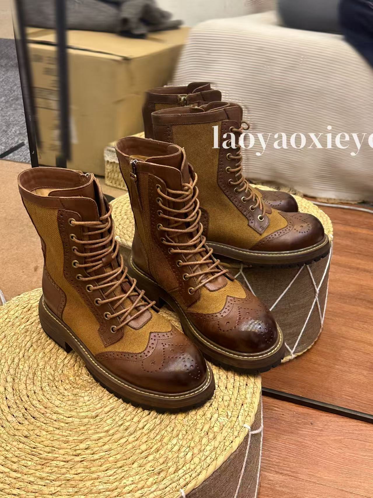 老幺战靴 马皮设计 英伦风 户外马丁靴女鞋 复古英伦风机车靴