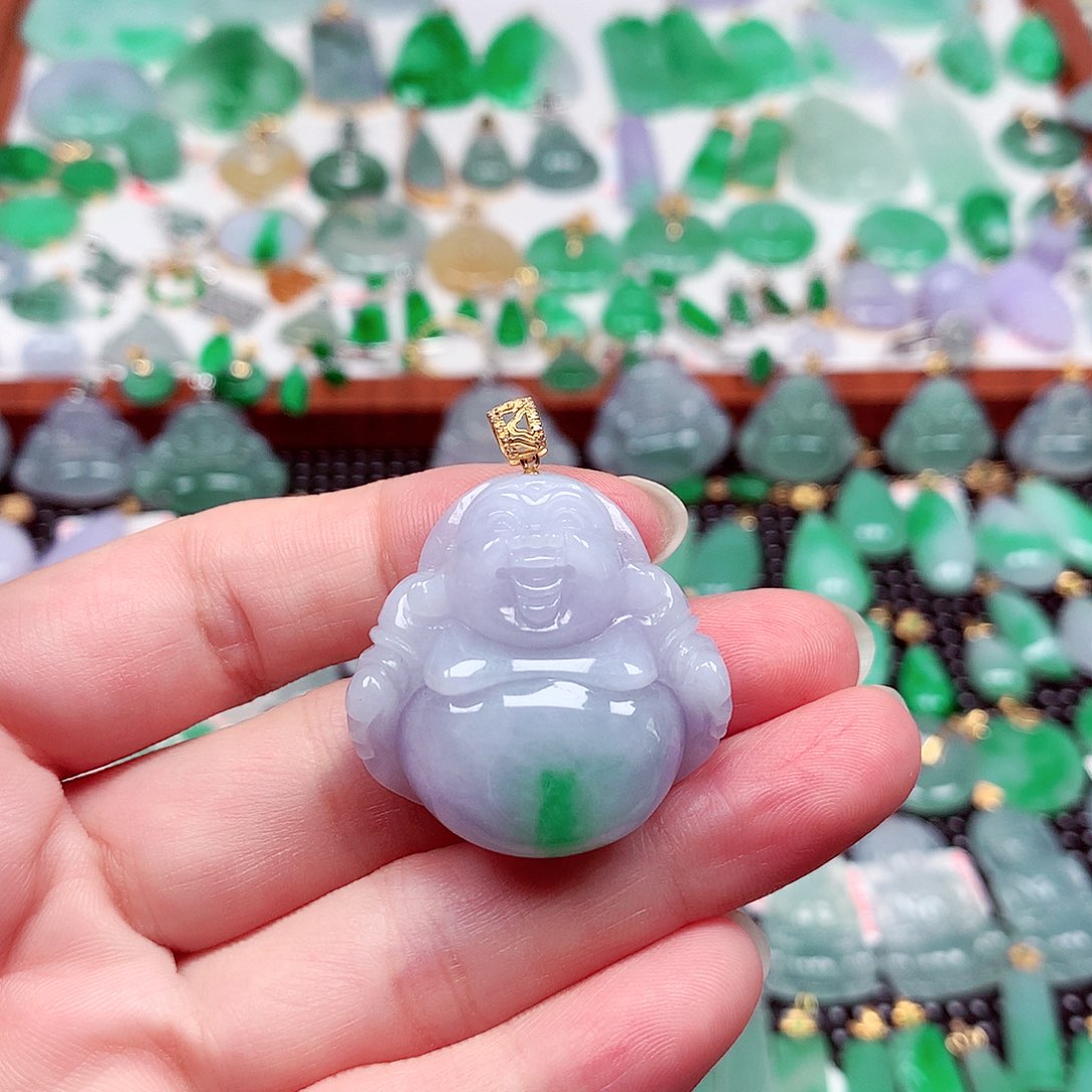 吊坠(不含链)18K金镶嵌翡翠天然翡翠A货