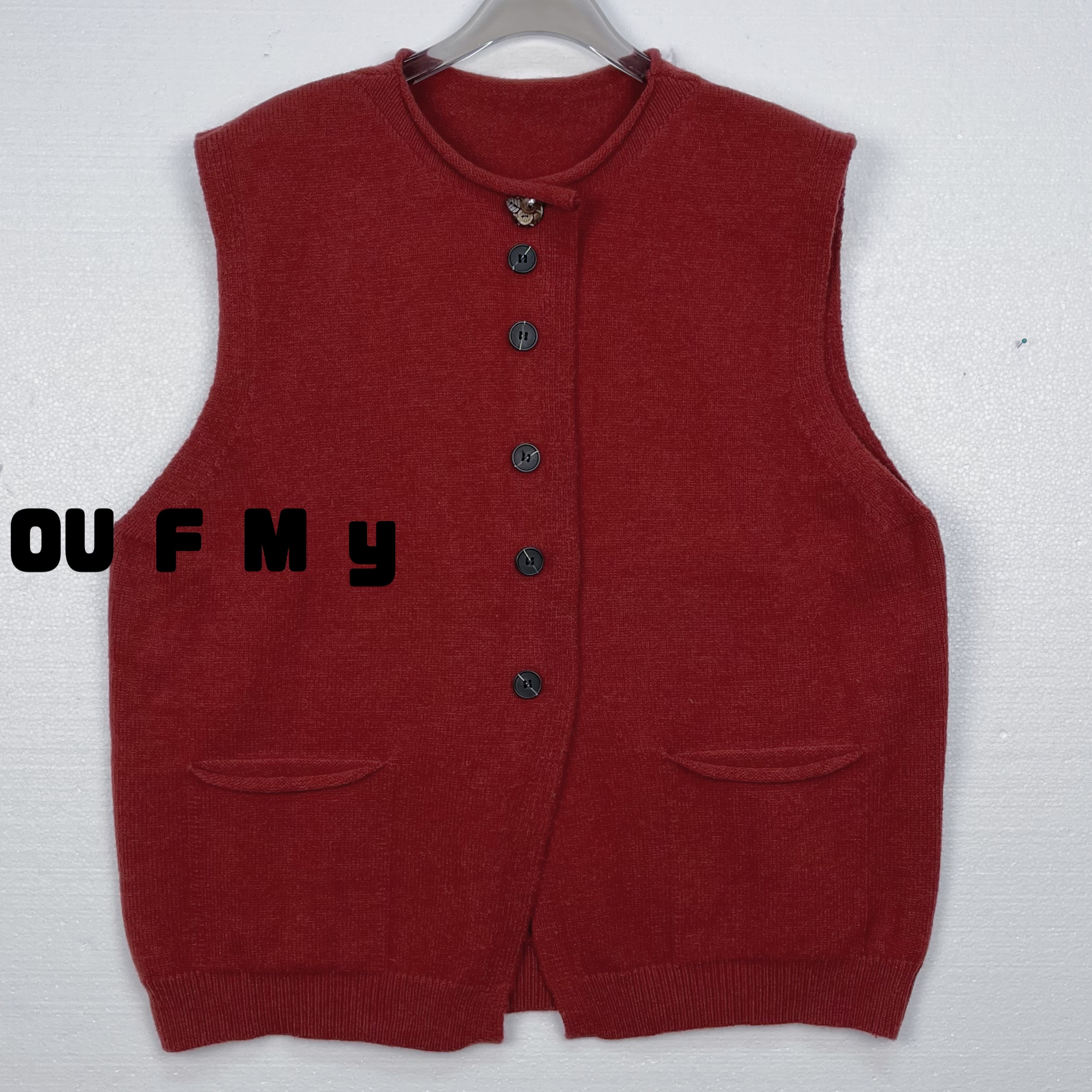 FY569冬季新款潮牌女装时尚保暖加厚纯色百搭宽松毛线无袖马甲