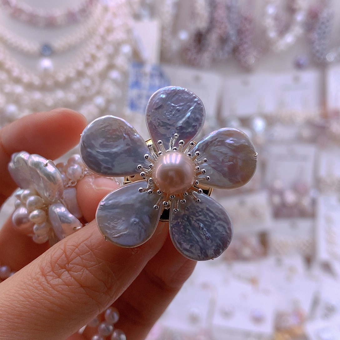 H***N淡水珍珠未镶嵌耳饰胸针