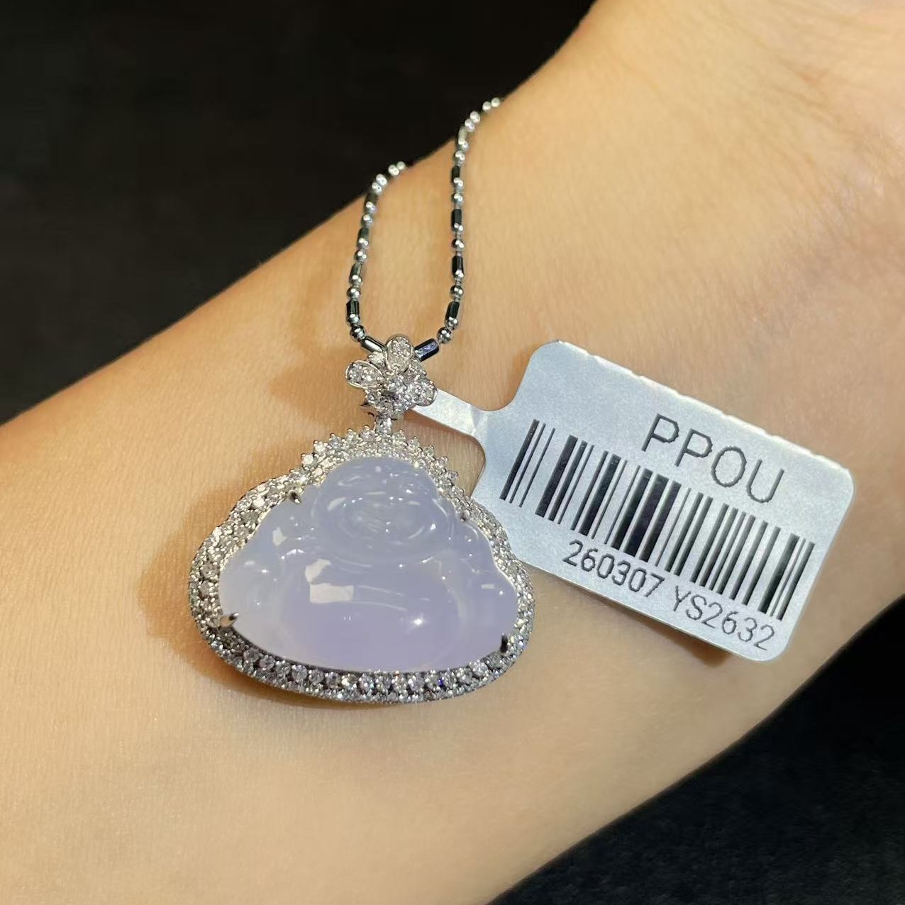 缅甸A货翡翠南非真钻18K金佛公吊坠（不含链）