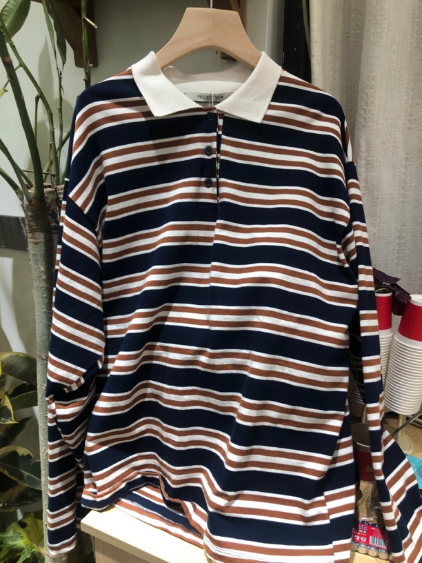 东大门polo条纹长袖