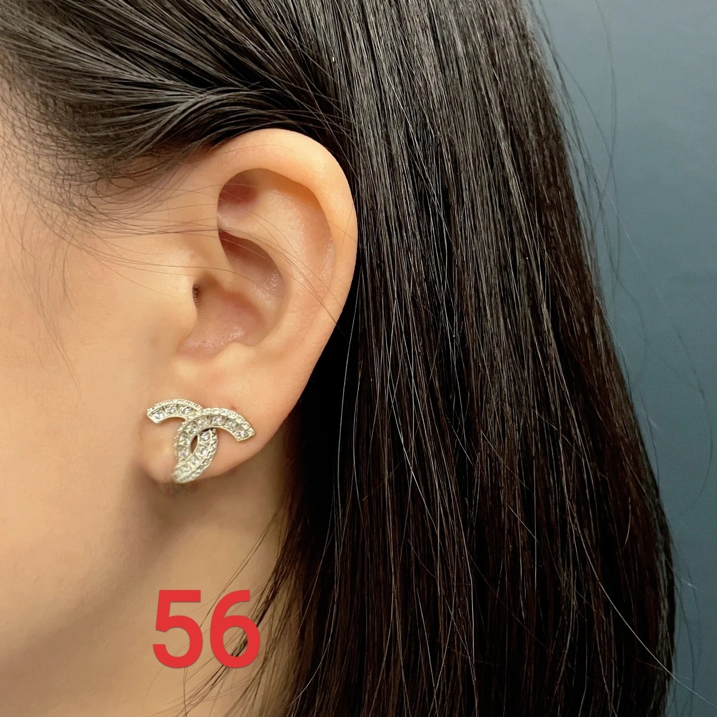 铜合金耳饰 56闪亮锆石耳钉