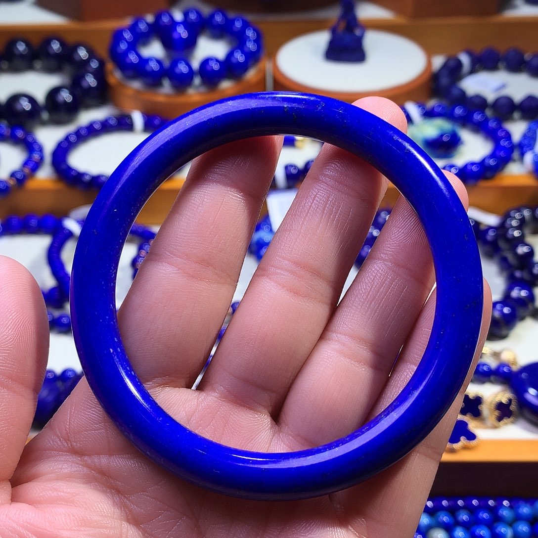 青金石未镶嵌手镯59圈天花板克莱因蓝圆条