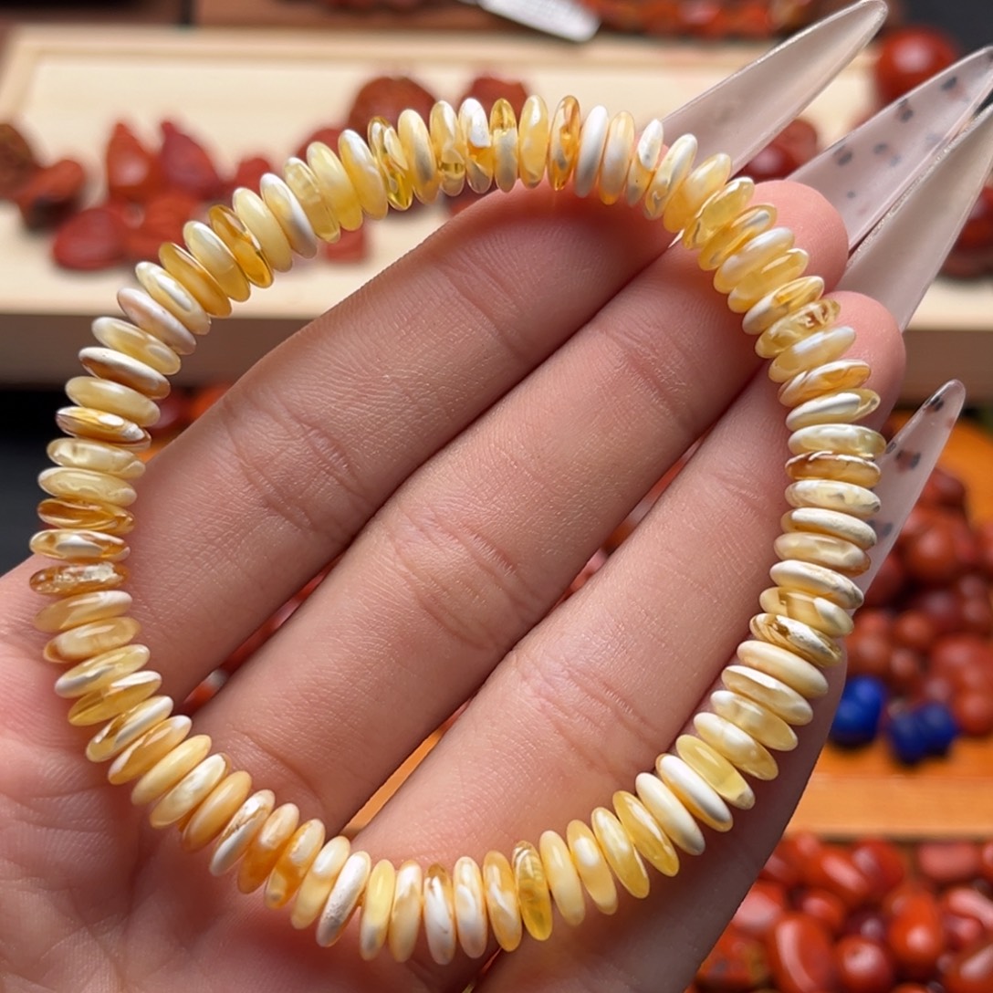 蜜蜡未镶嵌裸石9蜜蜡单圈卡8m