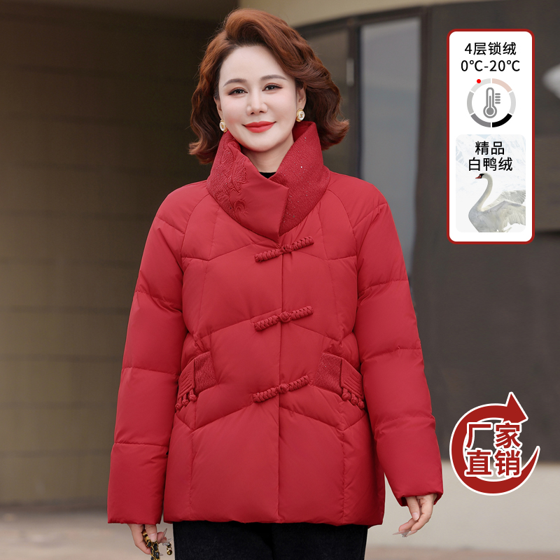 中老年妈妈羽绒服短款冬季新款宽松大码加厚保暖奶奶老人洋气外套